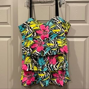 Cacique Padded No Wire Ruffle Tankini Top